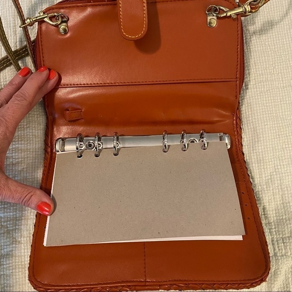 Tri Tone Crossbody Wallet Organizer Six Ring Note paper Brown Black Taupe - Picture 6 of 13